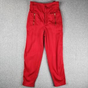 Vintage Benetton Pants Womens 40 IT Red High Rise Cotton Twill Made Italy 80s